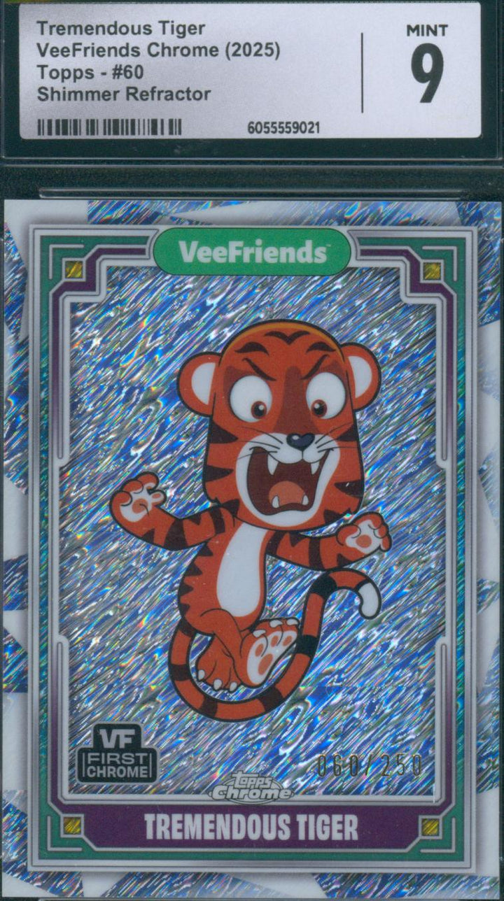 2025 Topps Chrome VeeFriends Tremendous Tiger #60 Shimmer Refractor CGC Mint 9