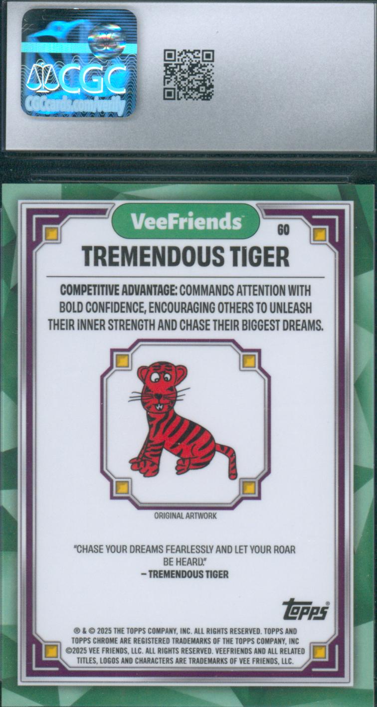 2025 Topps Chrome VeeFriends Tremendous Tiger #60 Shimmer Refractor CGC Mint 9