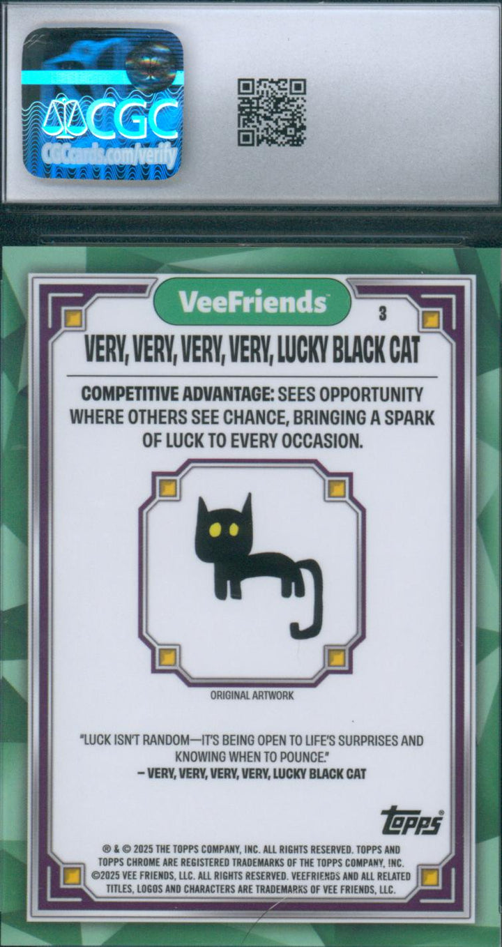 2025 Topps Chrome VeeFriends Very, Very, Very, Very, Lucky Black Cat #3 Red Eyes CGC GM 10