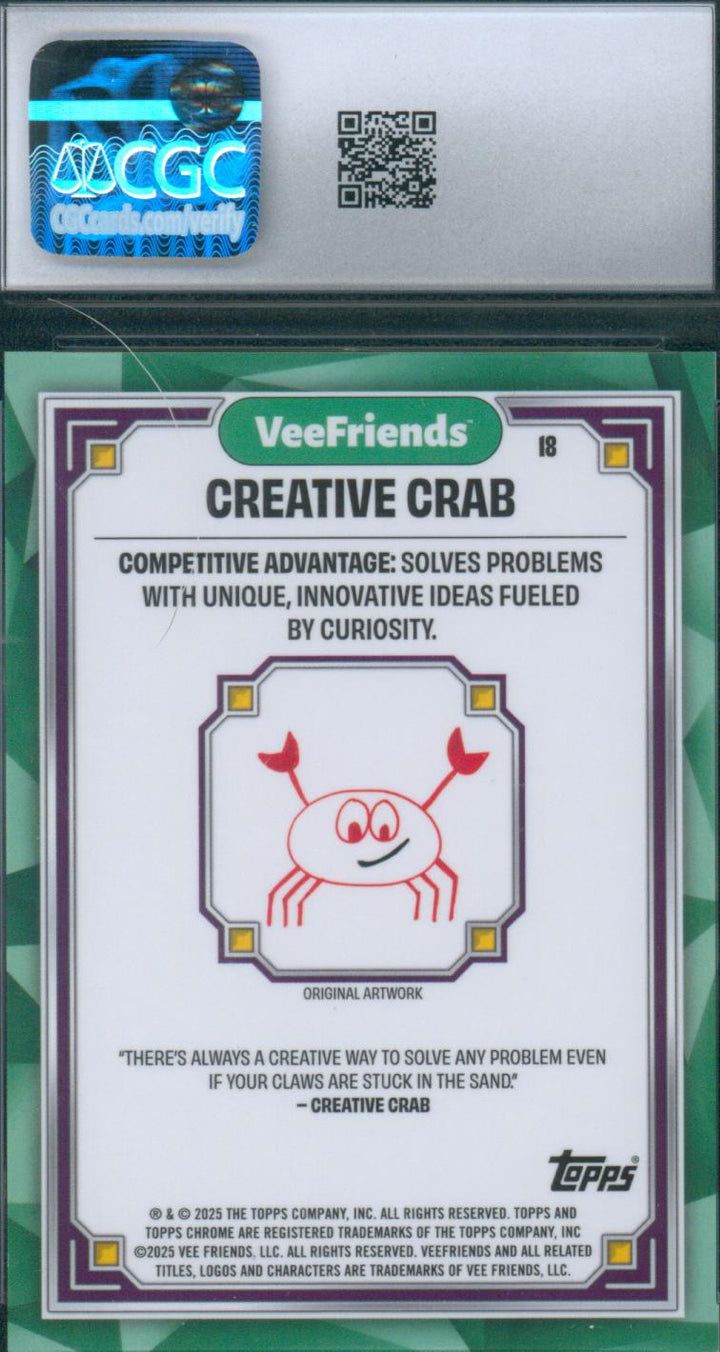 2025 Topps Chrome VeeFriends Creative Crab #18 Orange Refractor CGC GM 10