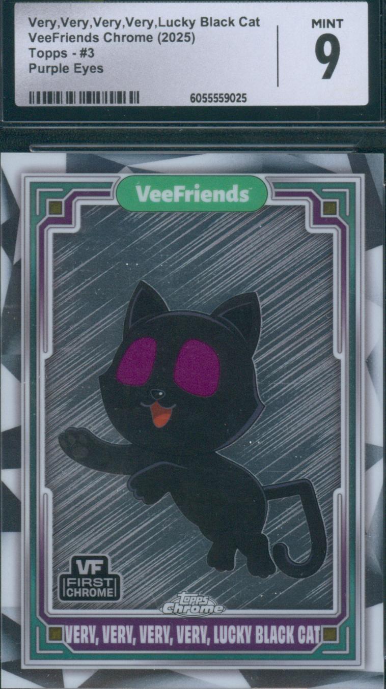 2025 Topps Chrome VeeFriends Very, Very, Very, Very, Lucky Black Cat #3 Purple Eyes CGC 9