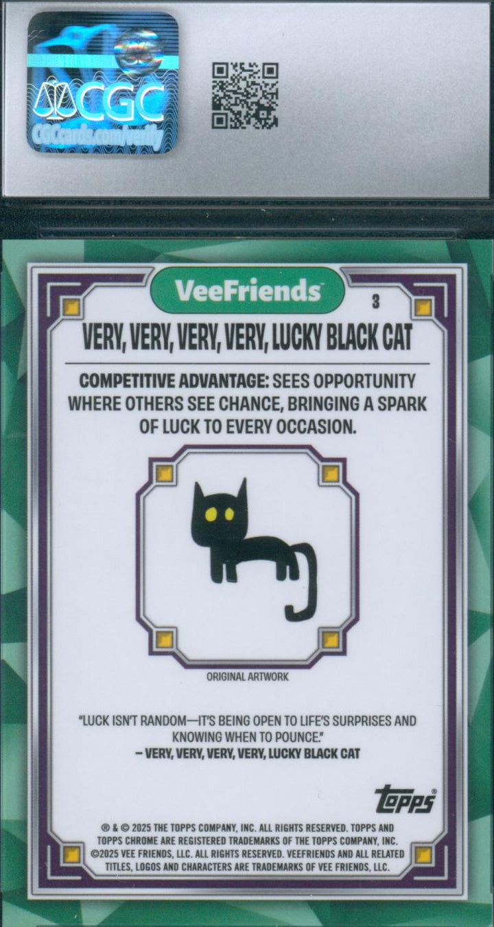 2025 Topps Chrome VeeFriends Very, Very, Very, Very, Lucky Black Cat #3 Purple Eyes CGC 9