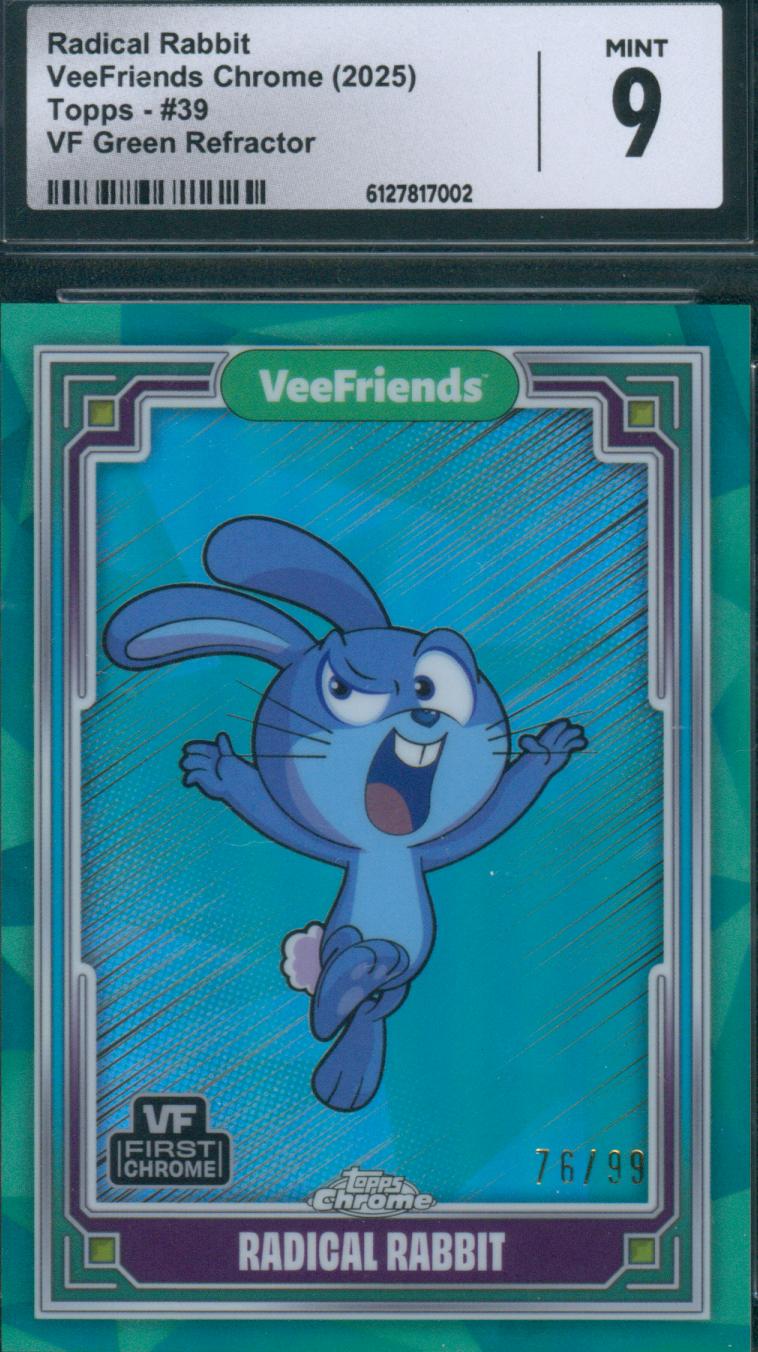 2025 Topps Chrome VeeFriends Radical Rabbit #39 VF Green Refractor CGC 9