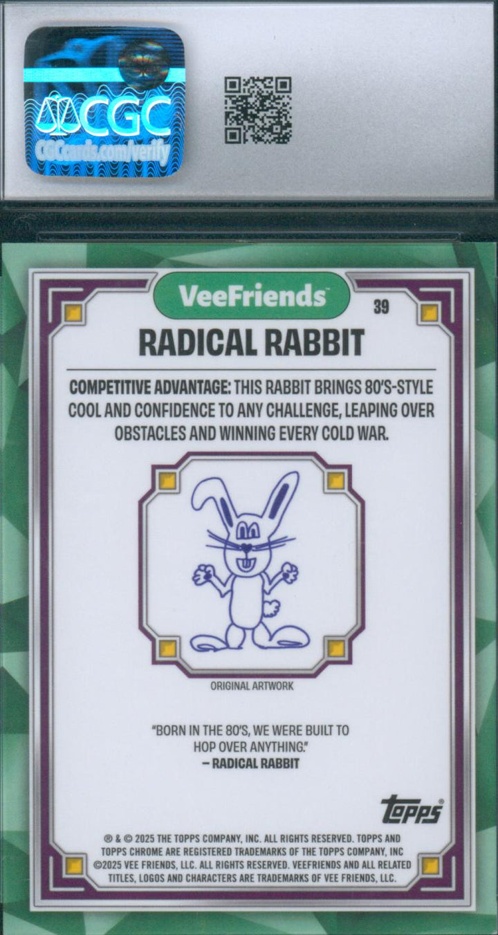 2025 Topps Chrome VeeFriends Radical Rabbit #39 VF Green Refractor CGC 9