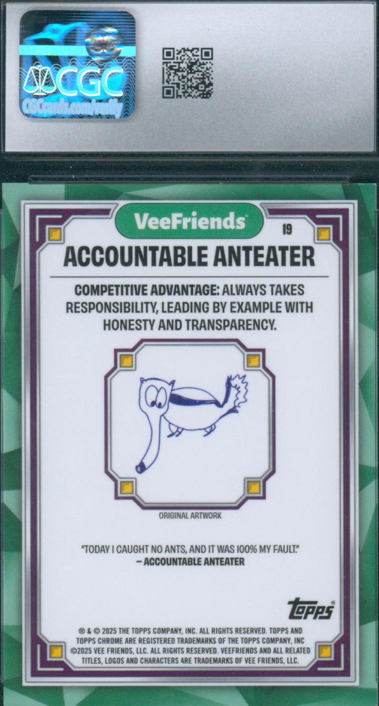 2025 Topps Chrome VeeFriends Accountable Anteater #19 Gold Refractor CGC 9