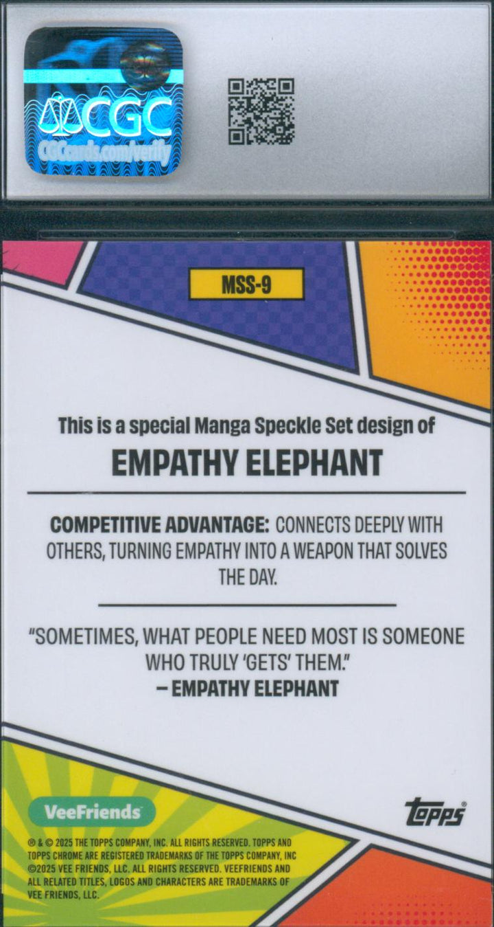2025 Topps Chrome VeeFriends Empathy Elephant #MSS-9 Manga Speckle- Orange CGC 9