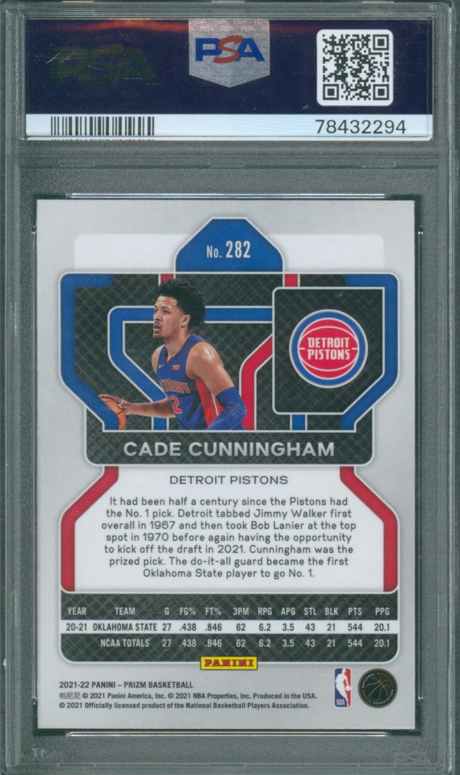 2021 Panini Prizm Basketball Cade Cunningham #282 PSA 9 Mint