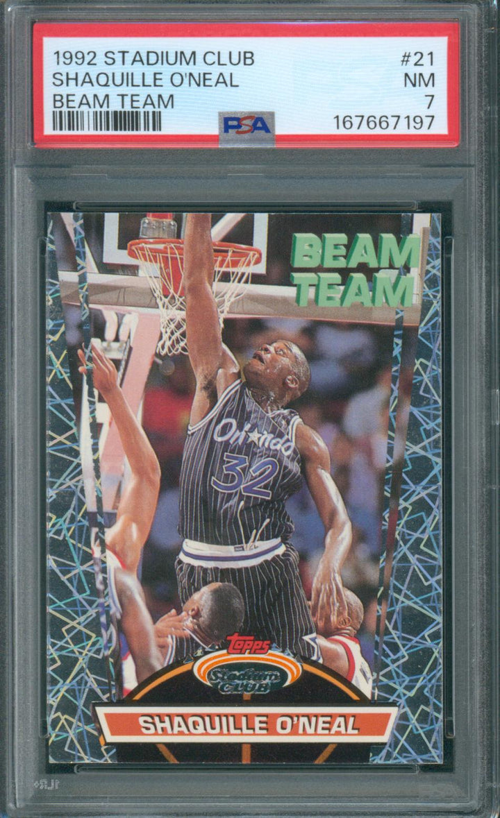 1992 Stadium Club Basketball Shaquille O'Neal #21 Beam Team PSA 7 NM