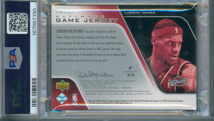 2004 Upper Deck Ultimate Collection Lebron James #UGJLJ Ultimate Game Jersey  Extra Limited PSA 7