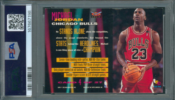1993 Stadium Club Basketball Michael Jordan #4 Beam Team PSA 7 NM