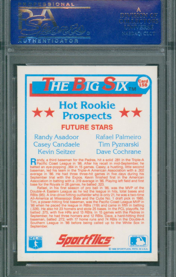 1987 Sportflics Rookie Prospects Rafael Palmeiro #158 PSA 9 Mint