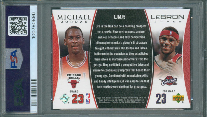 2005 Upper Deck Michael Jordan/Lebron James #LJMJ5 Bonus Pack PSA 8 NM-Mint