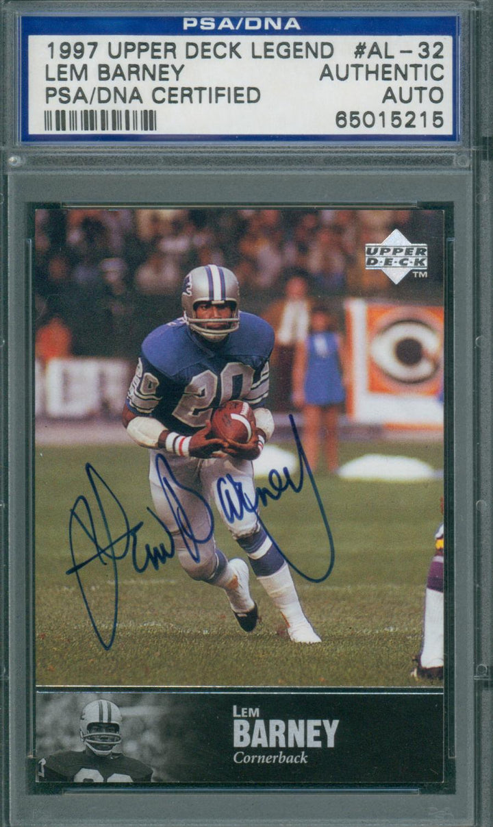 1997 Upper Deck Legend Lem Barney #AL-32 PSA/DNA Certified Authentic Auto