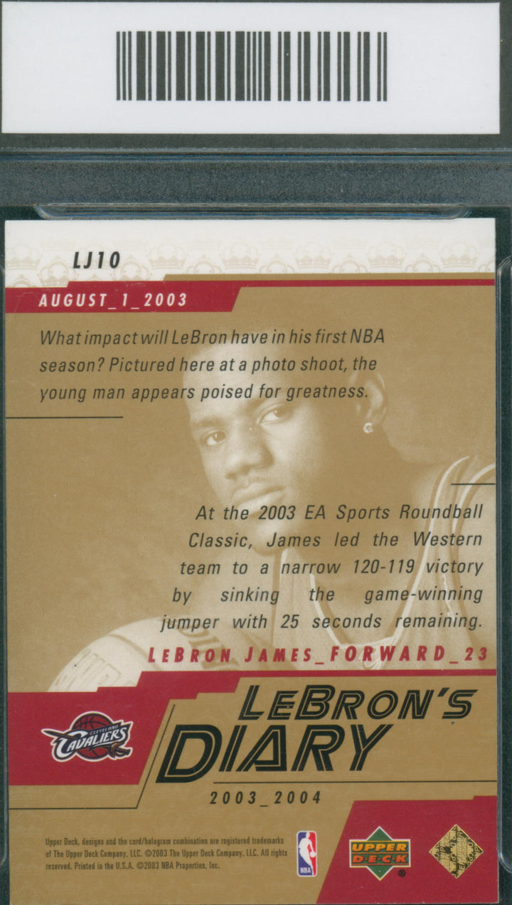 2003 Upper Deck Basketball Lebron James #LJ10 Lebron's Diary Rookie GMA 10
