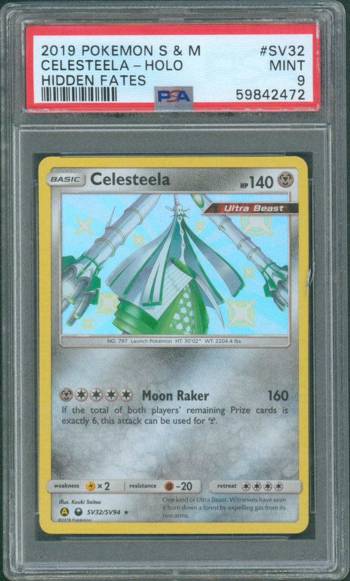 Pokemon 2019 S & M Celesteela - Holo Hidden Fates #SV32 PSA 9