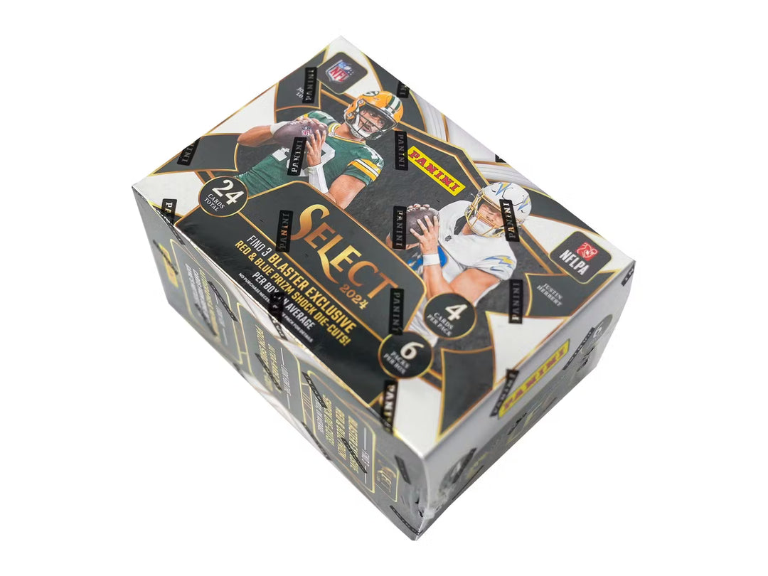2024 Panini Select Football 6-Pack Blaster Box (Red & Blue Prizms!)
Each Blaster contains Three Red & Blue Prizm Die-Cuts and One Silver Die-Cut, on average!
Look for One Autograph and Three Memorabilia cards per Blaster case!
Look for NPP Blaster...