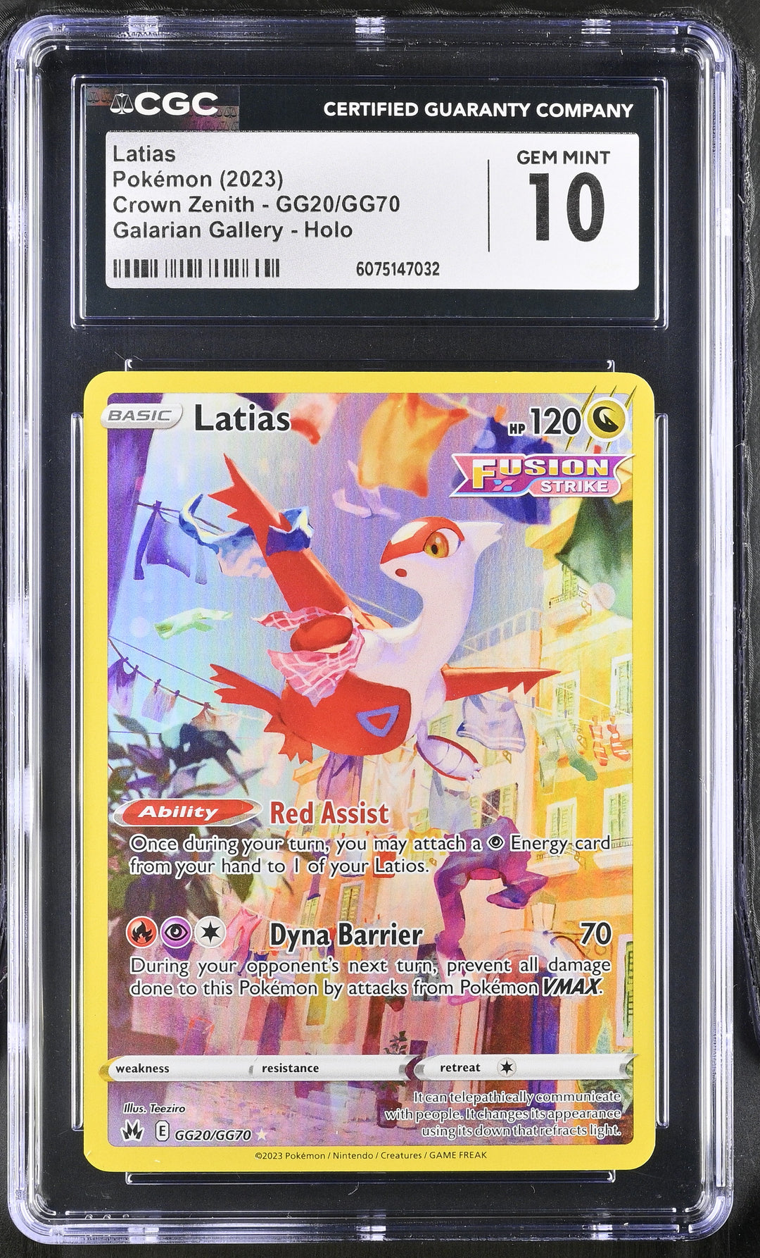 Pokemon 2023 Latias Crown Zenith GG20/GG70 Galarian Gallery Holo CGC 10