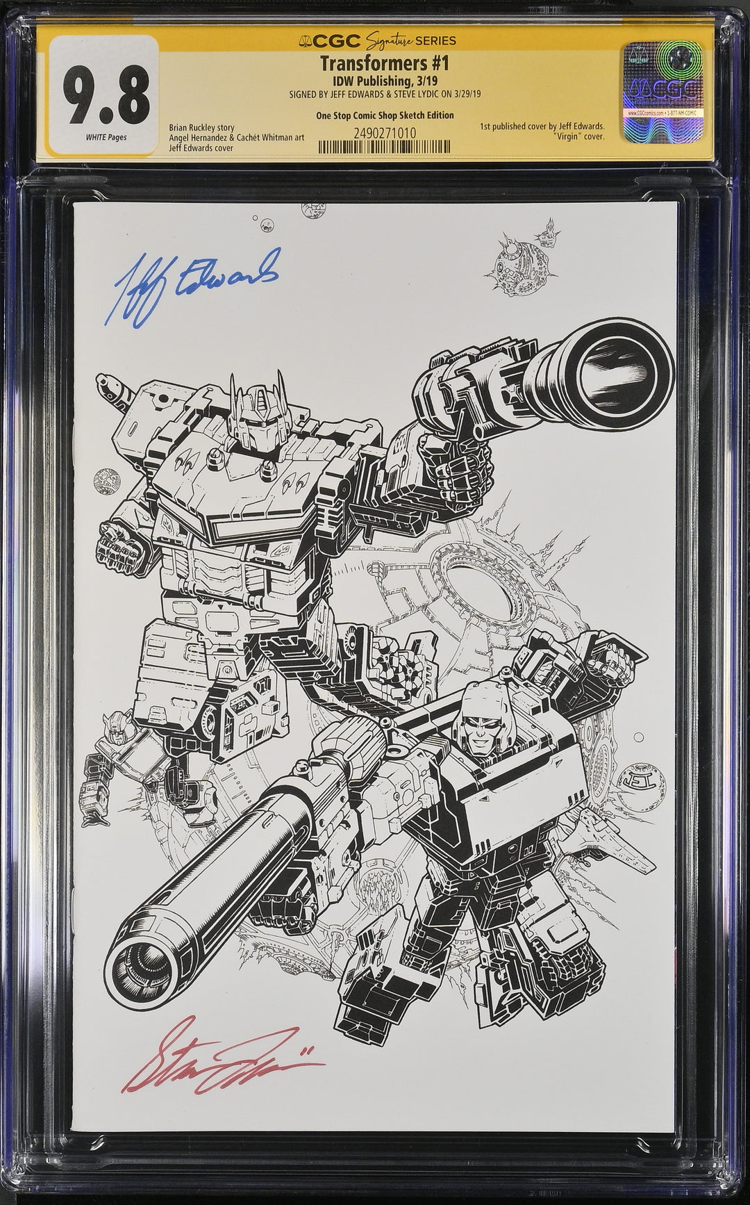 Transformers #1 CGC 9.8 Signature Series - Jeff Edwards & Steve Lydic