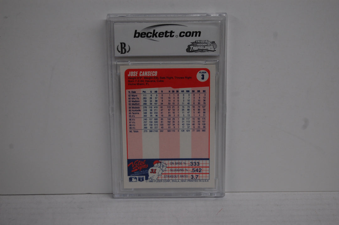 1990 Fleer Baseball Jose Canseco #3 BCCG 9