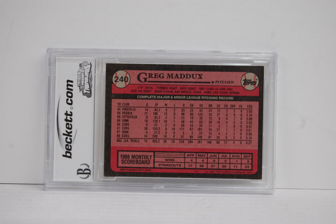 1989 Topps Baseball Greg Maddux #240 BCCG 10