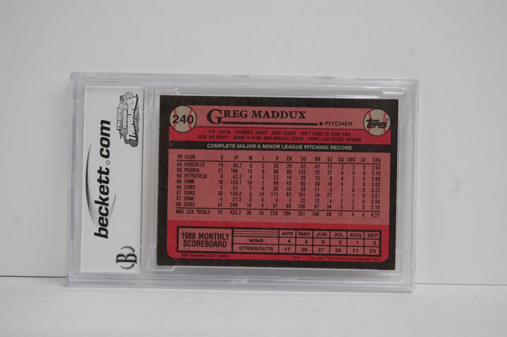 1989 Topps Baseball Greg Maddux #240 BCCG 10