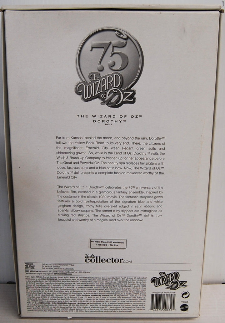 Barbie Gold Label 2013 Wizard of Oz 75th Anniversary - Dorothy Doll Y3355 Open NRFB