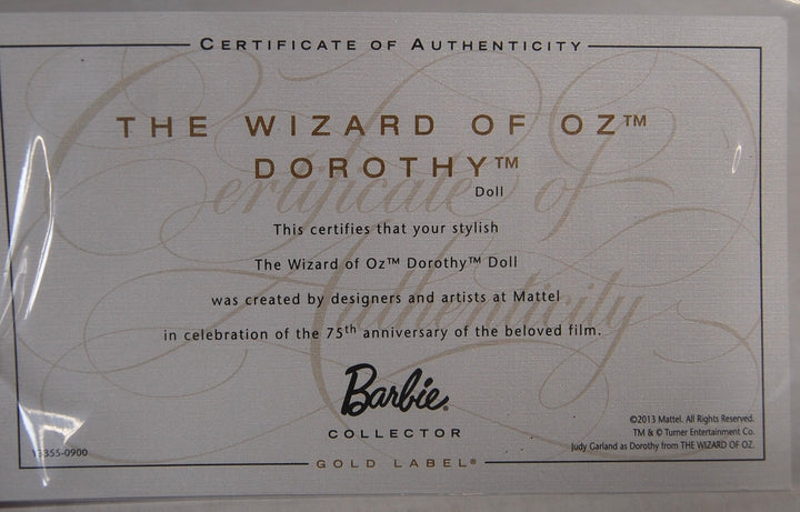 Barbie Gold Label 2013 Wizard of Oz 75th Anniversary - Dorothy Doll Y3355 Open NRFB