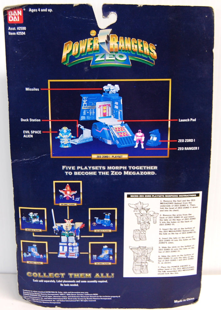 1996 Power Rangers Zeo - Zeo Zord I - Micro Playset (Pink Ranger) Partial Detached Bubble