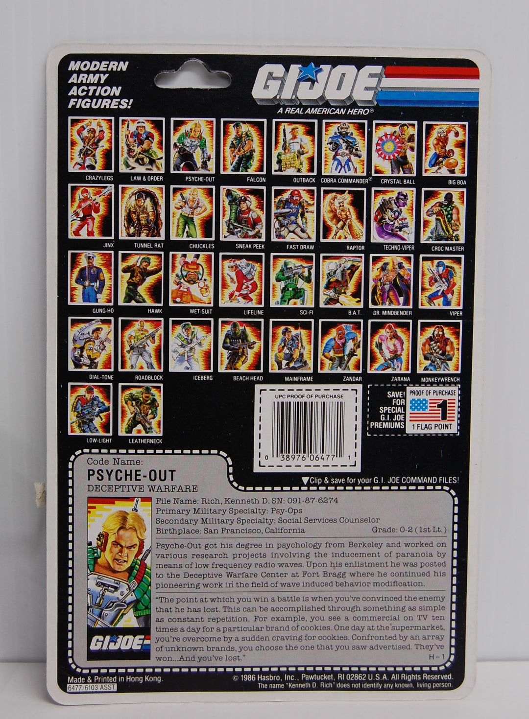 G.I. Joe Psyche-Out Action Figure w/ Damaged Card