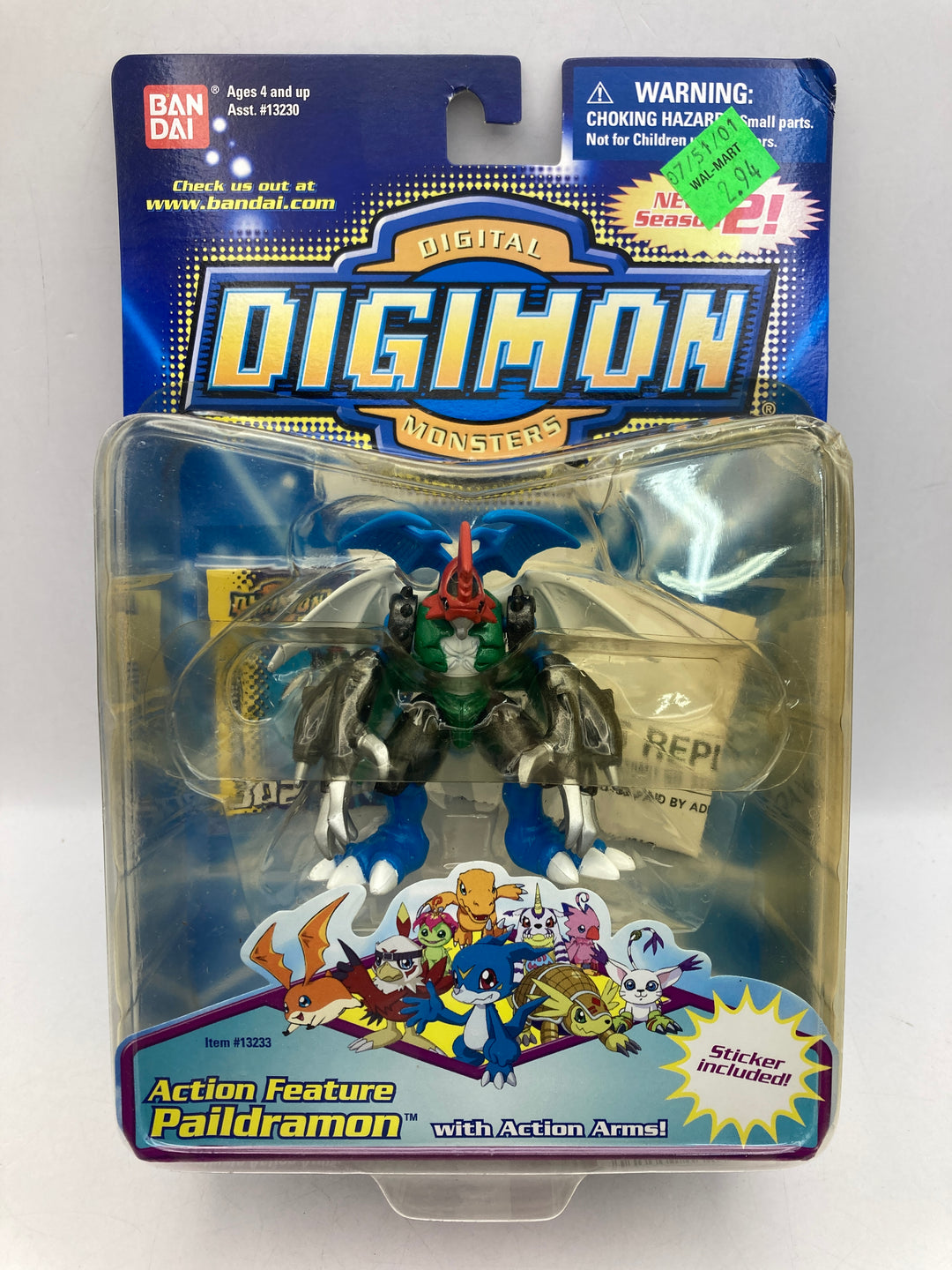 Paildramon 3" Digimon Action Feature Figure Bandai 2000 - Sealed