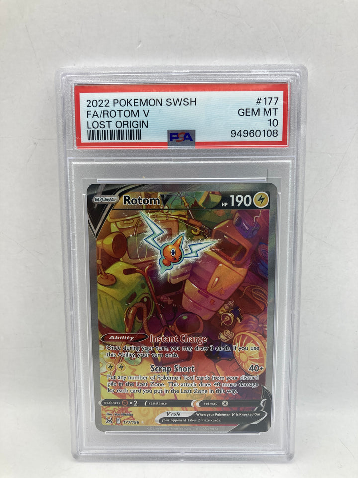 Pokemon 2022 SwSh FA Rotom V Lost Origin #177 PSA 10