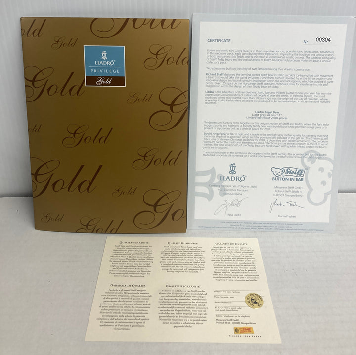Steiff Lladro Angel Teddy Bear & Bell Ornament 676833 #304 of 2007