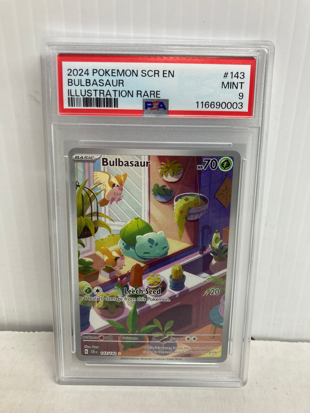 Pokemon 2024 Scr En Bulbasaur Illustration Rare #143 PSA 9