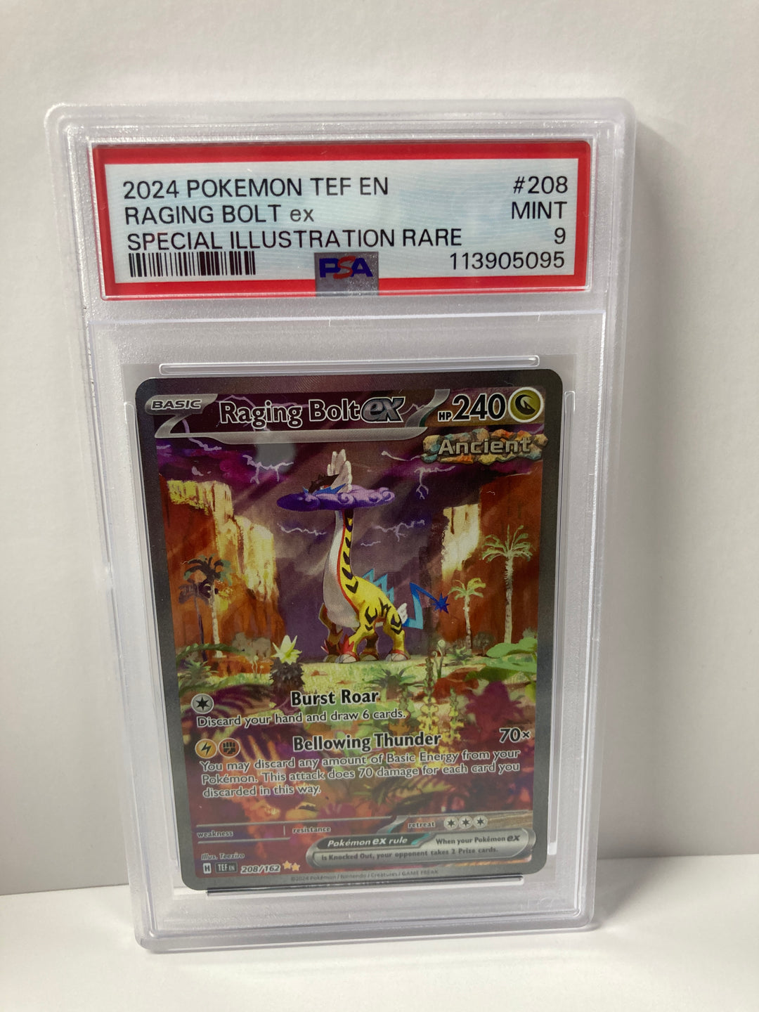 Pokemon 2024 Tef En Raging Bolt ex Special Illustration Rare #208 PSA 9