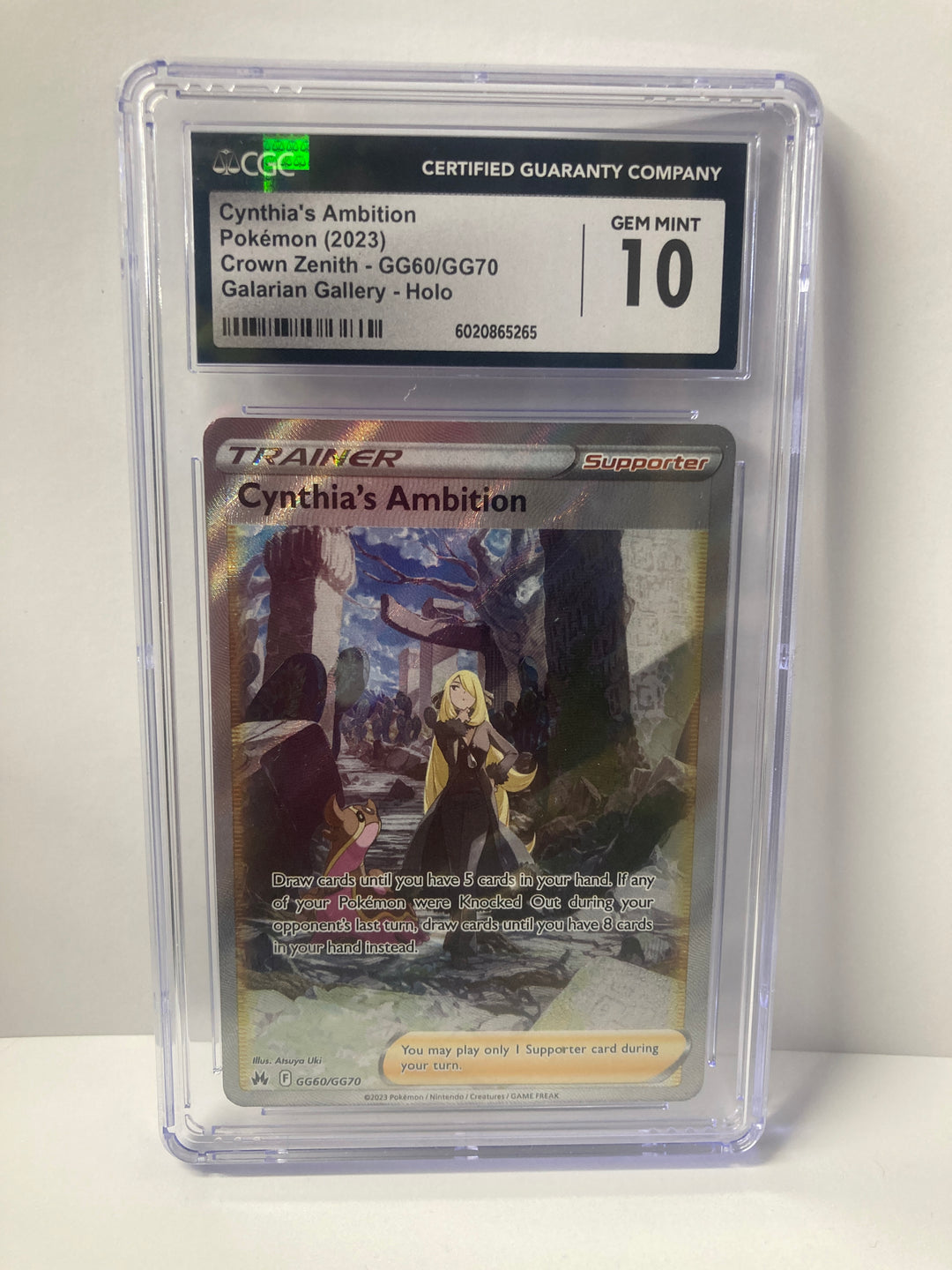 Pokemon 2023 Cynthia's Ambition Crown Zenith GG60/GG70 Galarian Gallery Holo CGC 10