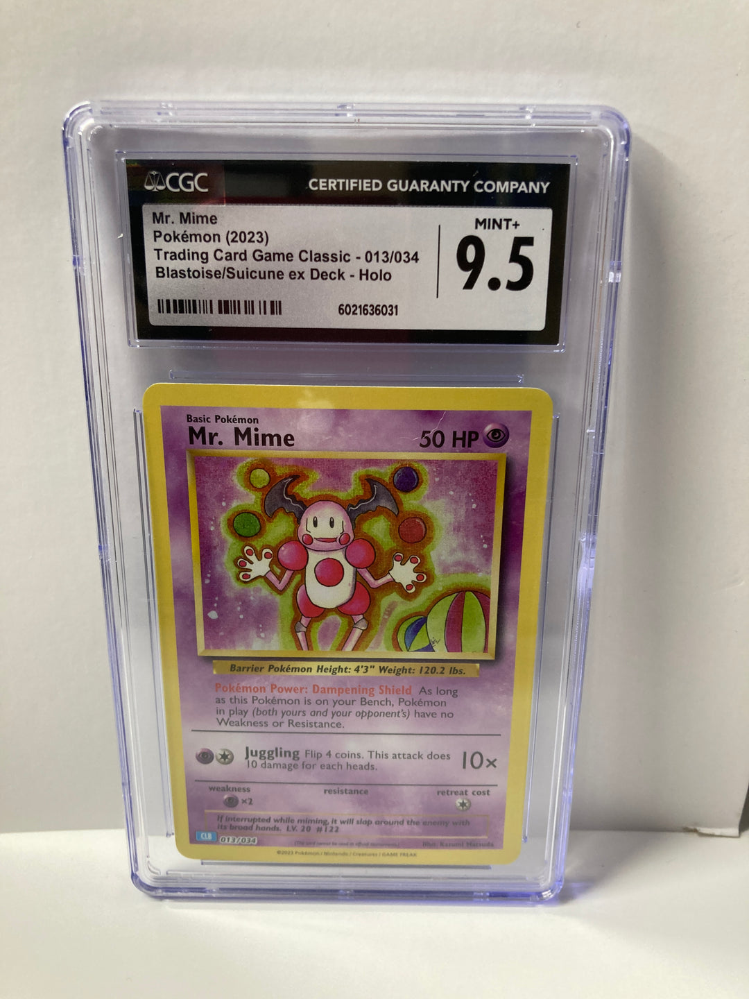 Pokemon 2023 Mr. Mime Trading Card Game Classic 013/034 Blastoise/Suicune ex Deck Holo CGC 9.5