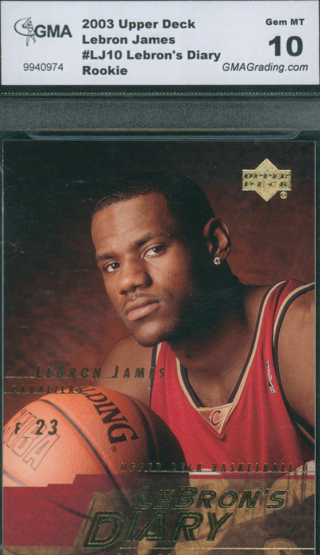 2003 Upper Deck Basketball Lebron James #LJ10 Lebron's Diary Rookie GMA 10
