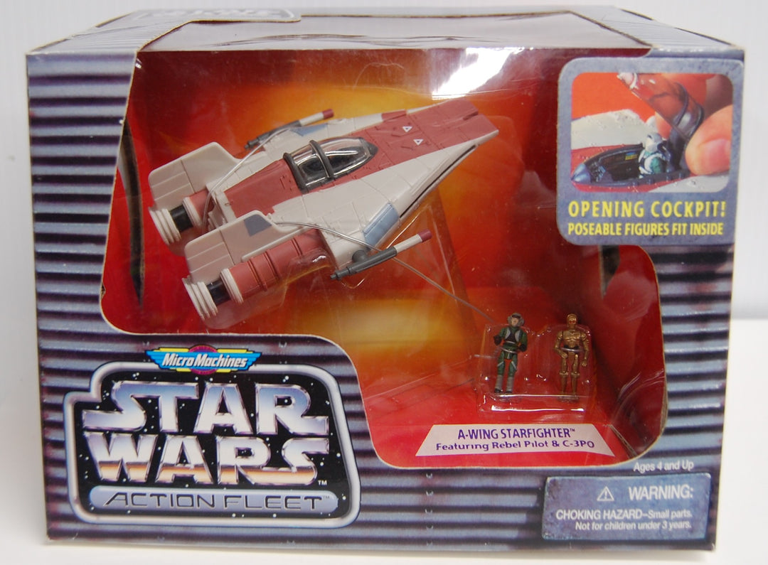 Micro Machines 1995 Star Wars Action Fleet - A-Wing Starfighter (Rebel Pilot & C-3PO)