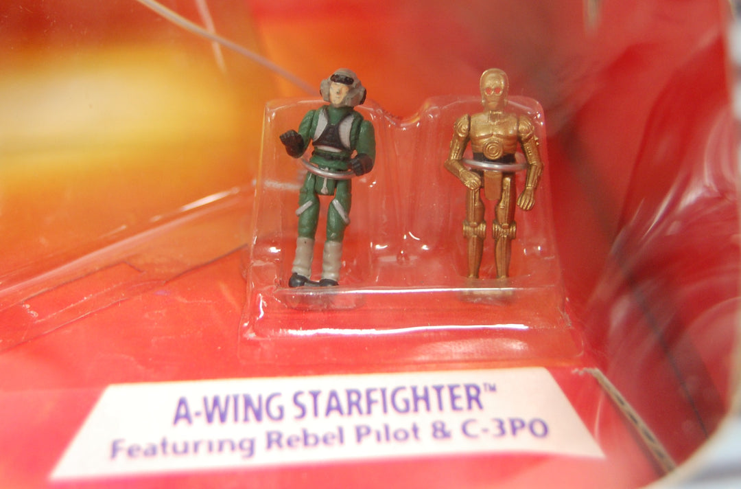 Micro Machines 1995 Star Wars Action Fleet - A-Wing Starfighter (Rebel Pilot & C-3PO)