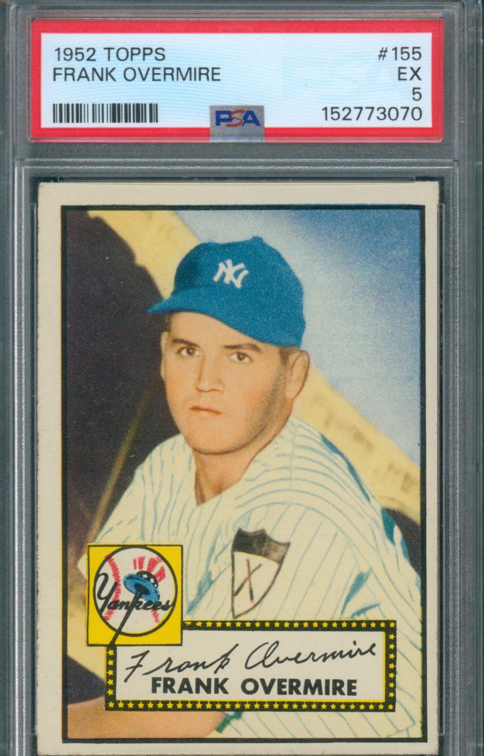 1952 Topps Baseball Frank Overmire #155 PSA 5 EX