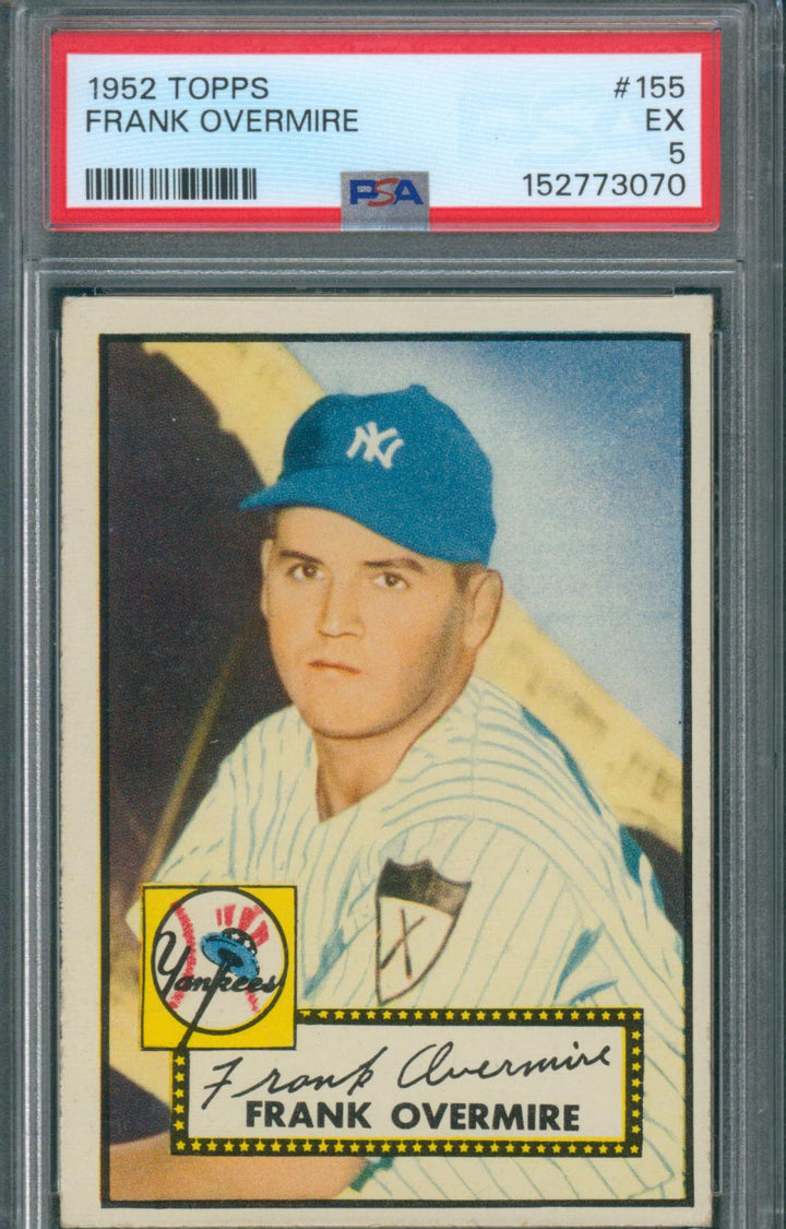 1952 Topps Baseball Frank Overmire #155 PSA 5 EX