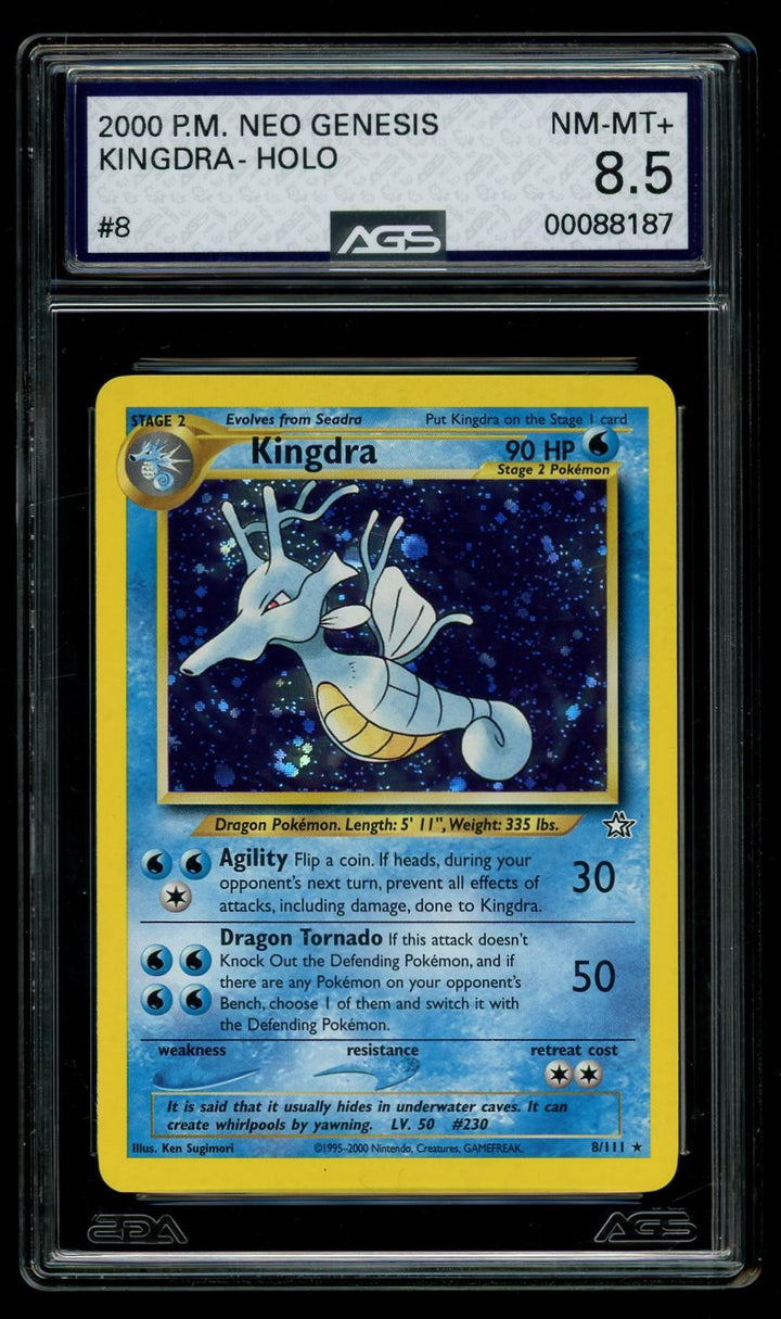 Pokemon 2000 Neo Genesis Kingdra Holo #8 AGS 8.5