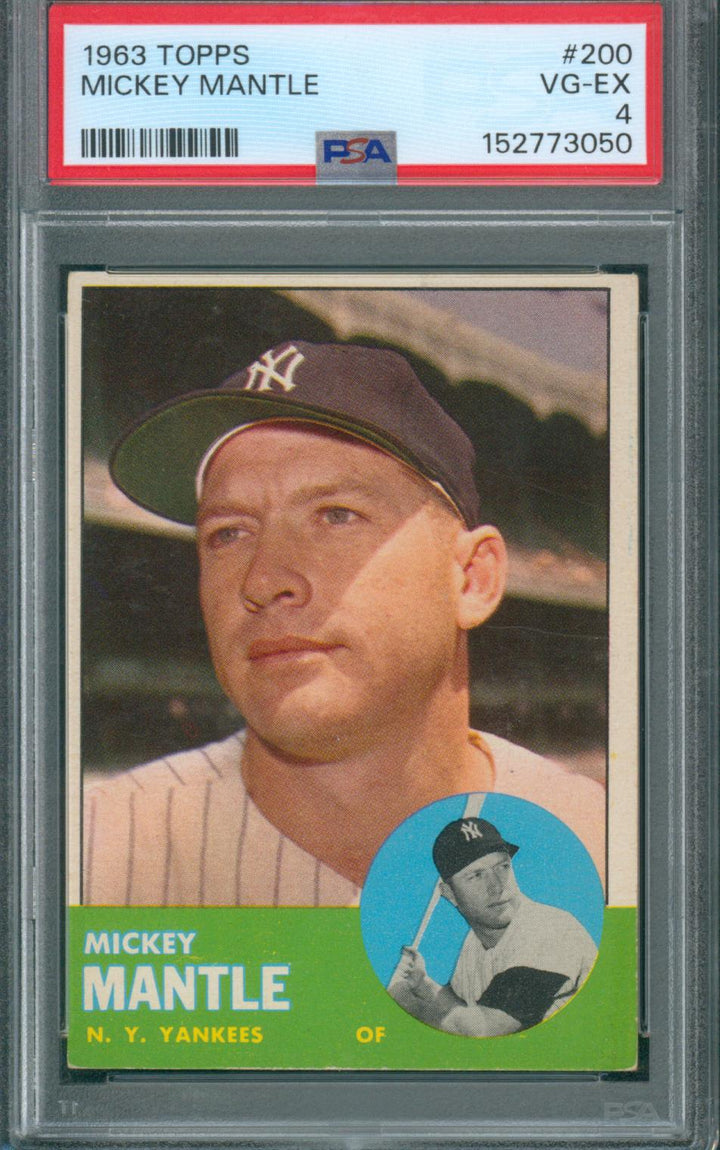 1963 Topps Baseball Mickey Mantle #200 PSA 4 VG-EX