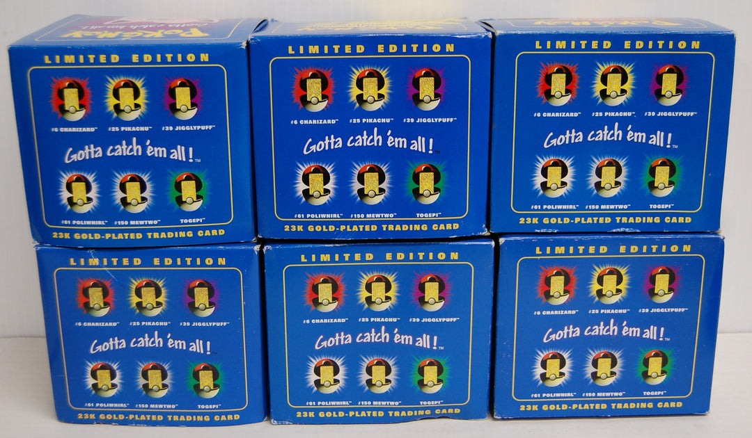 1999 Pokemon Burger King 23K Gold Plated Trading Cards - Set of 6 - New Sealed