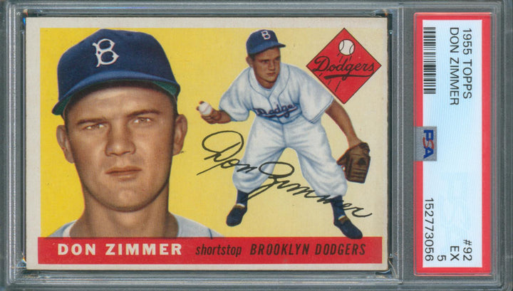 1955 Topps Baseball Don Zimmer RC #92 PSA 5 EX