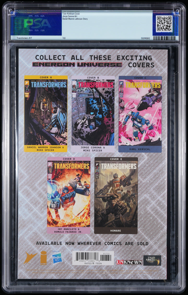 Transformers #17 Unknown Comics Negative Space Virgin Tyler Kirkham Variant Signed PSA 9.8 Auto 10