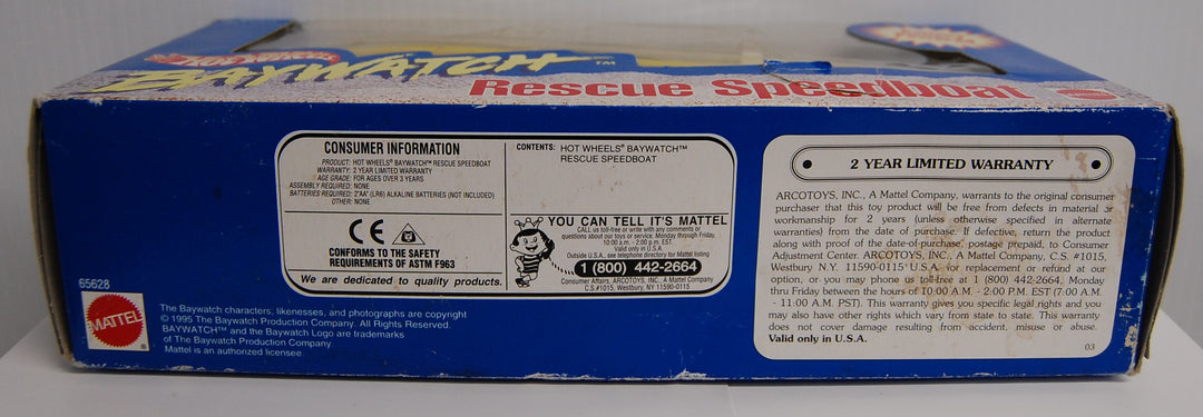 Hot Wheels Baywatch (Battery Powered) Rescue Speedboat #65628 Mattel 1995