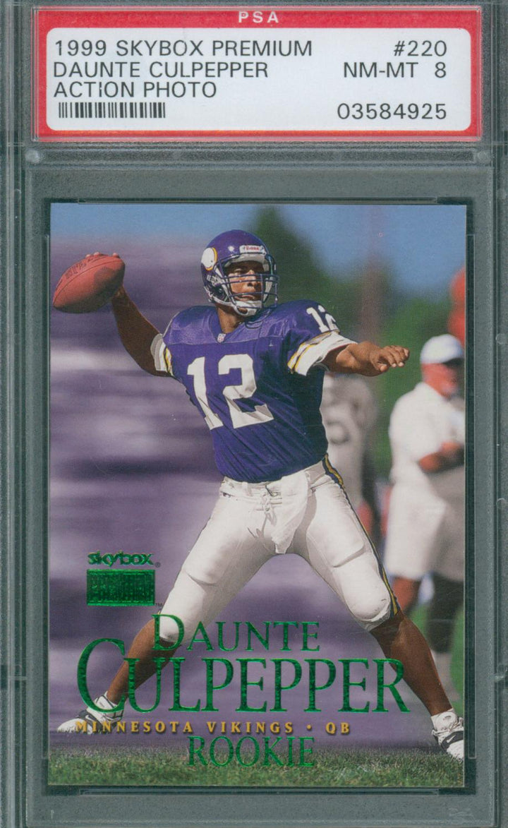 1999 Skybox Premium Football Daunte Culpepper #220 PSA 8 Action Photo