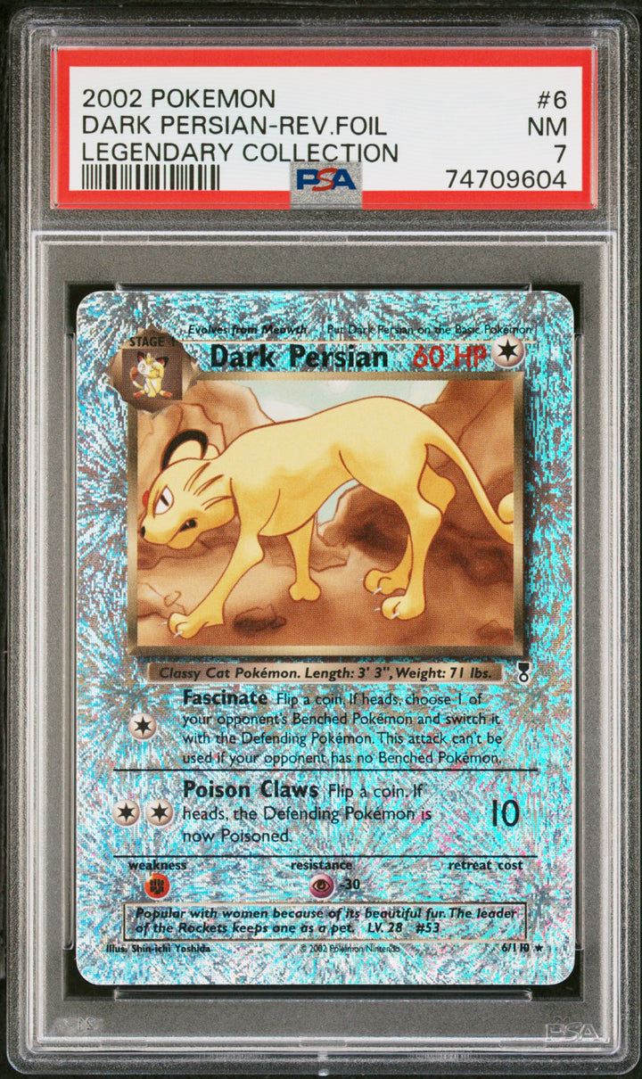 Pokemon 2002 Legendary Collection #6 Dark Persian Rev. Foil PSA 7
