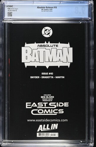 Absolute Batman #10 East Side Comics Edition CGC 9.8